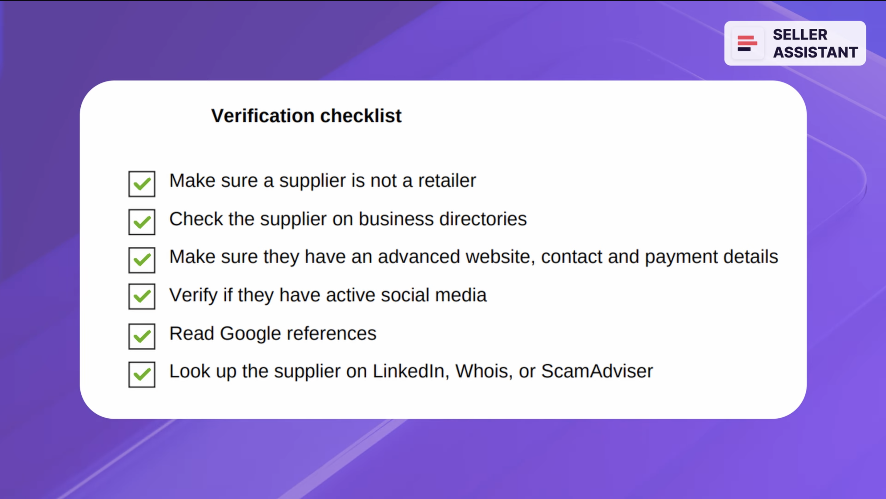 Verification checklist