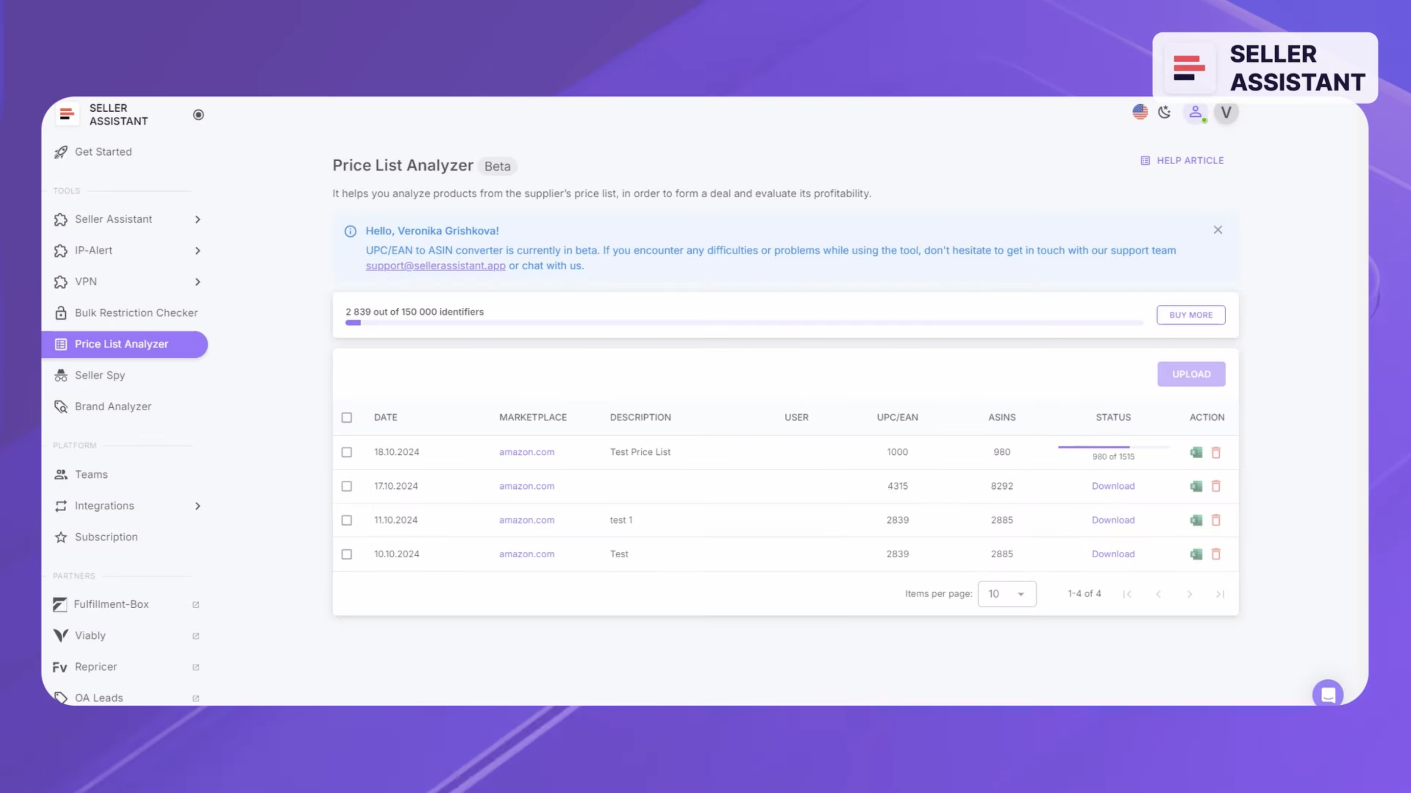 Seller Assistant’s Price List Analyzer
