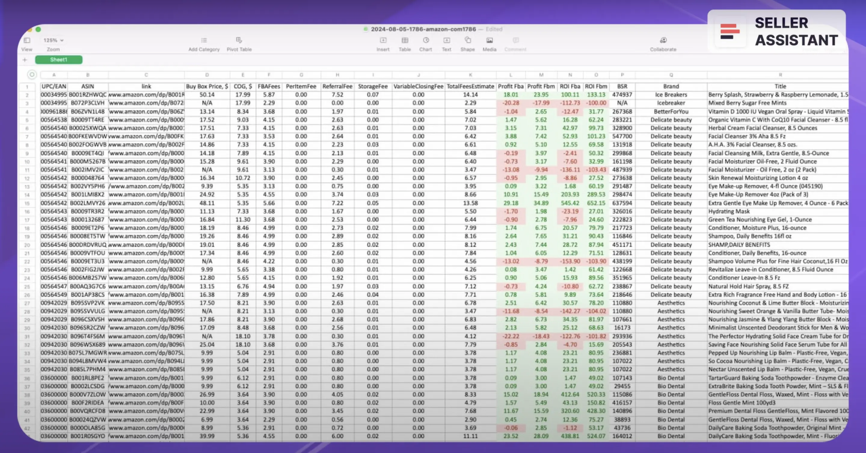 Supplier product price list