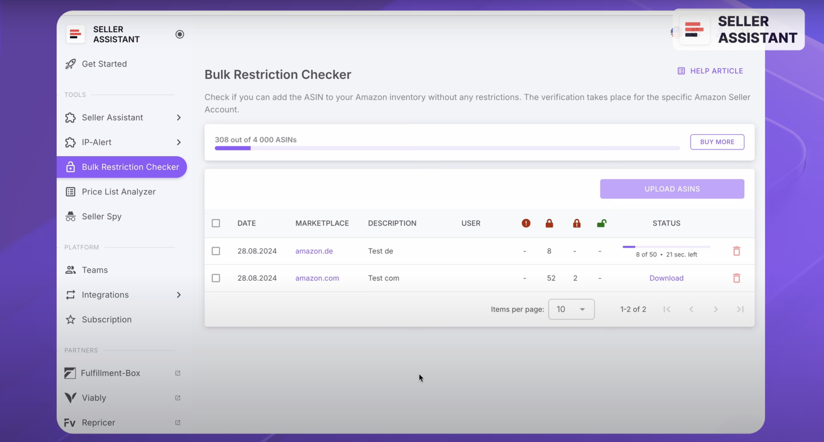 Seller Assistant Bulk Restrictions Checker