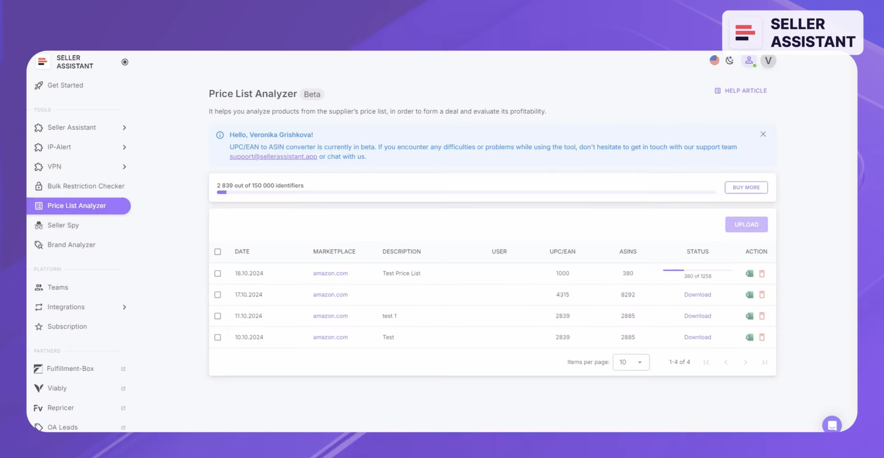 Seller Assistant Price List Analyzer