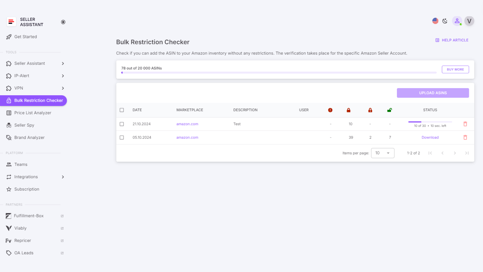 Start ASIN processing