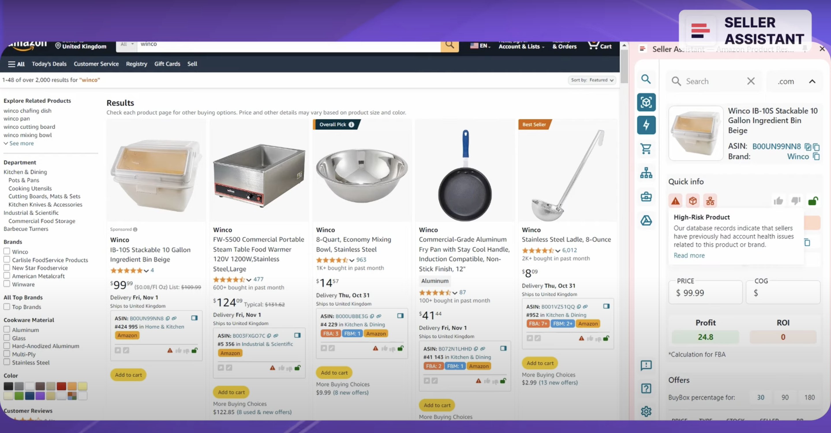 Seller Assistant Side Panel VIew