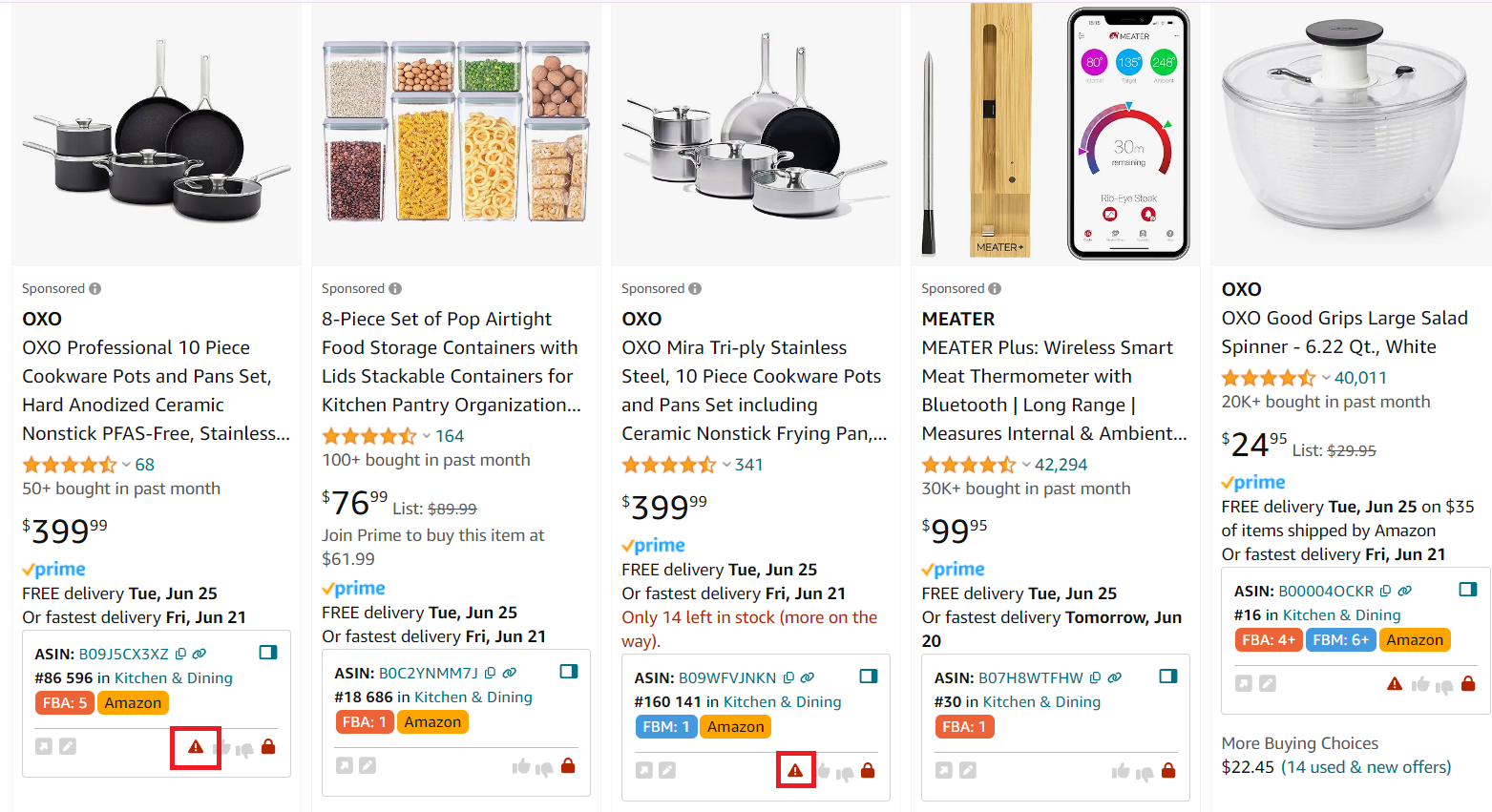 IP Alert on the Amazon search pages