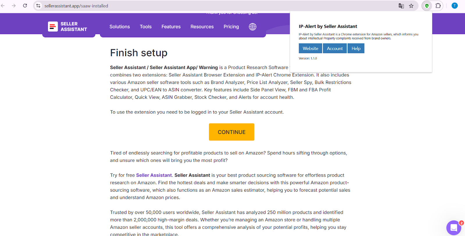 Complete setup on Seller Assistant’s website
