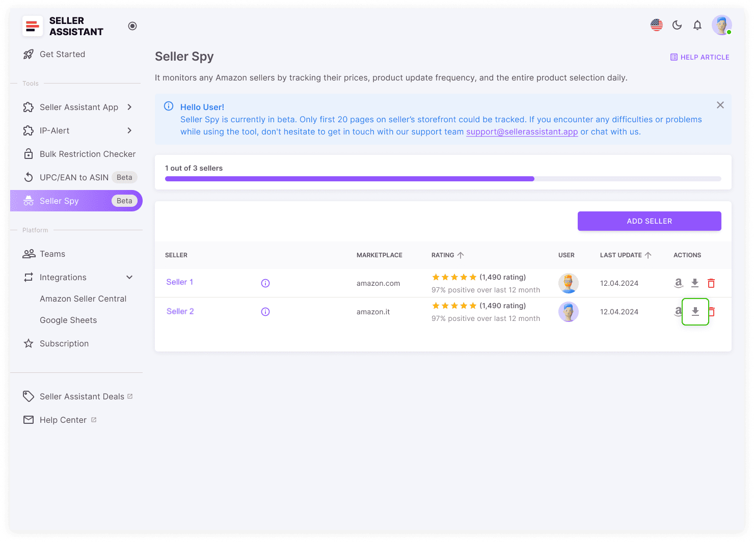 Seller Assistant’s Seller Spy