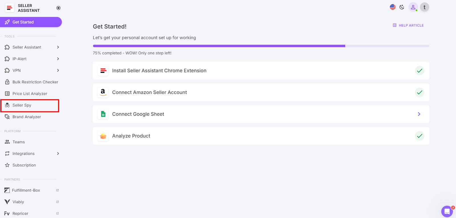 You can access Seller Spy in your Seller Assistant personal account.