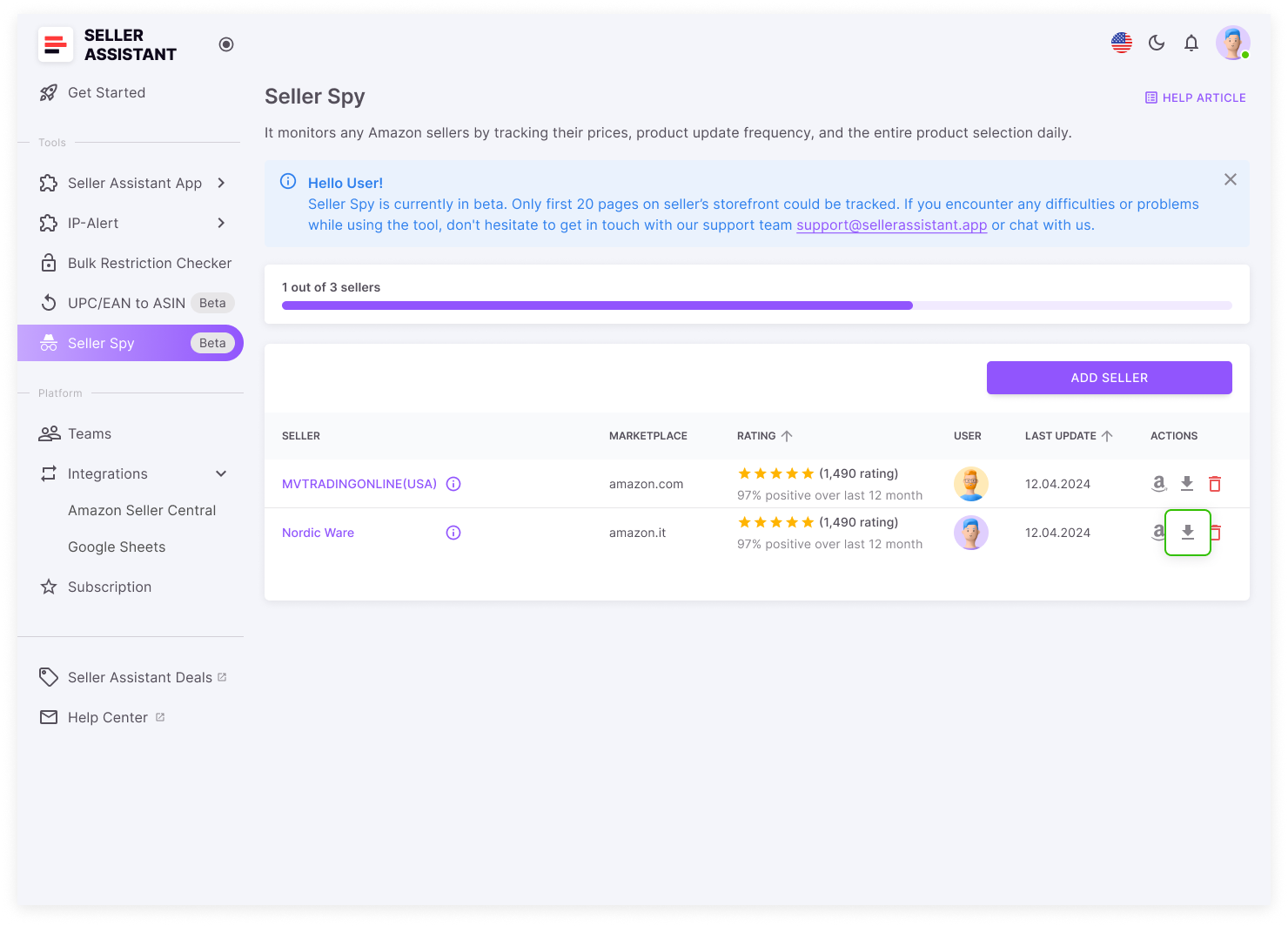 Download competitor data