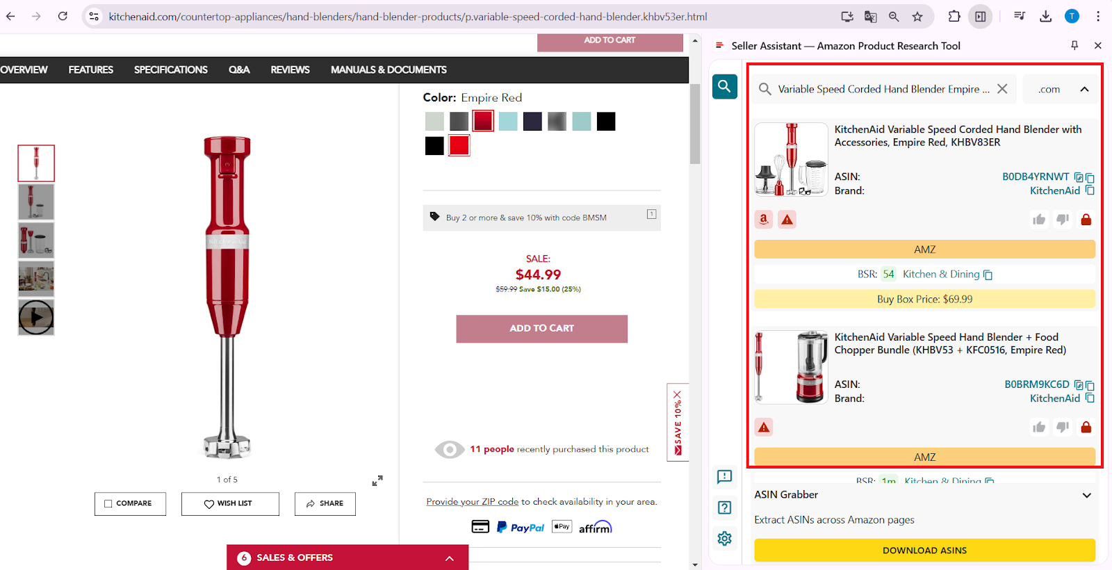 Side Panel View will show you all Amazon product offers matching your supplier product (based on a search term or page title)