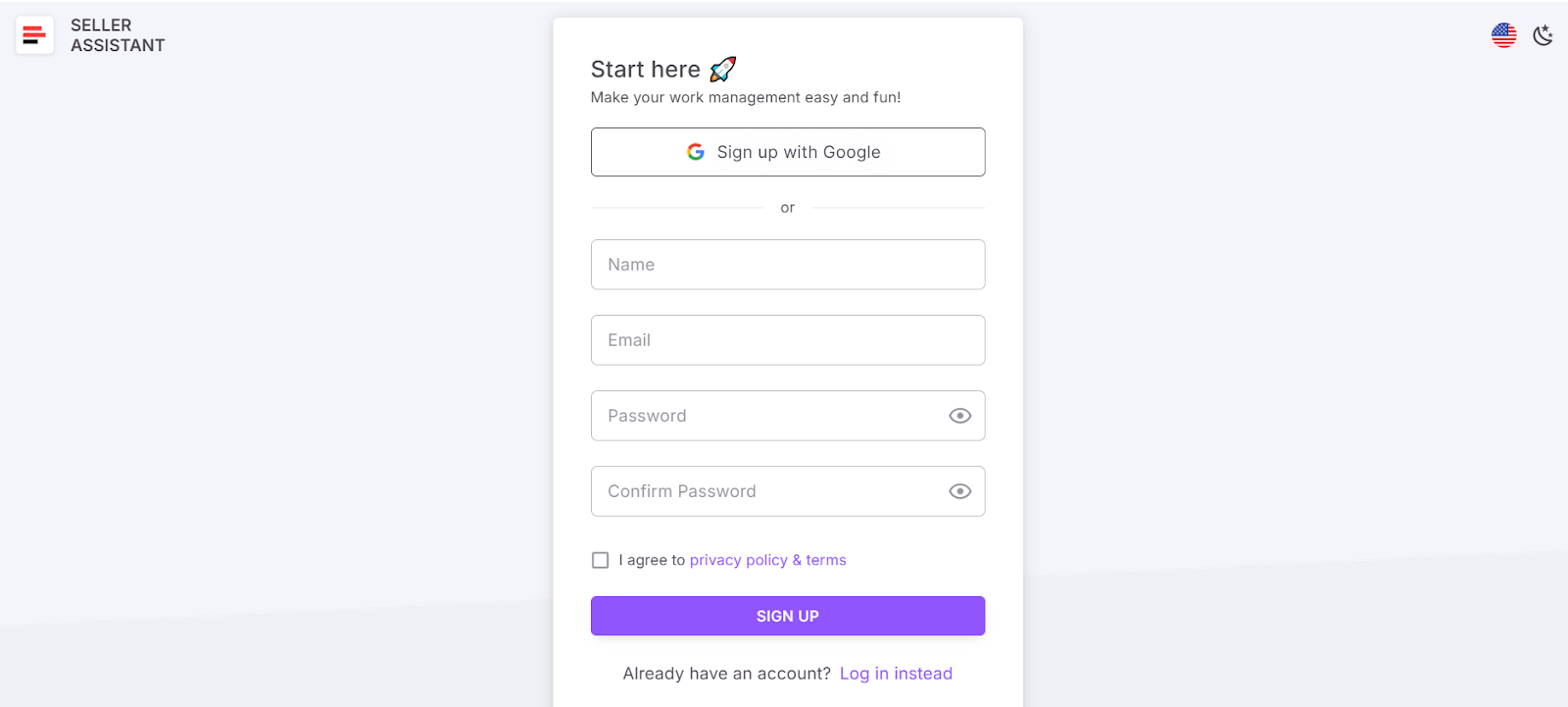 Create your Seller Assistant  account