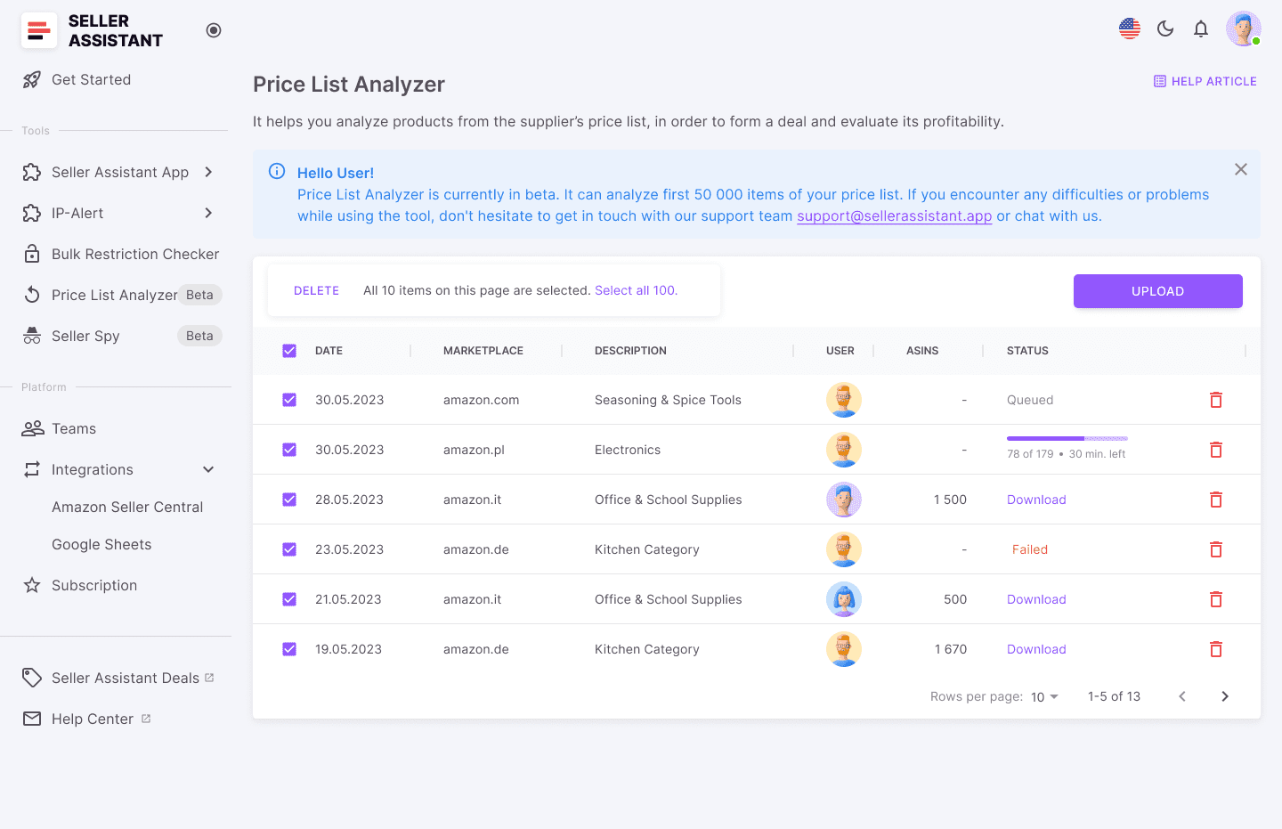 Seller Assistant’s Price List Analyzer 