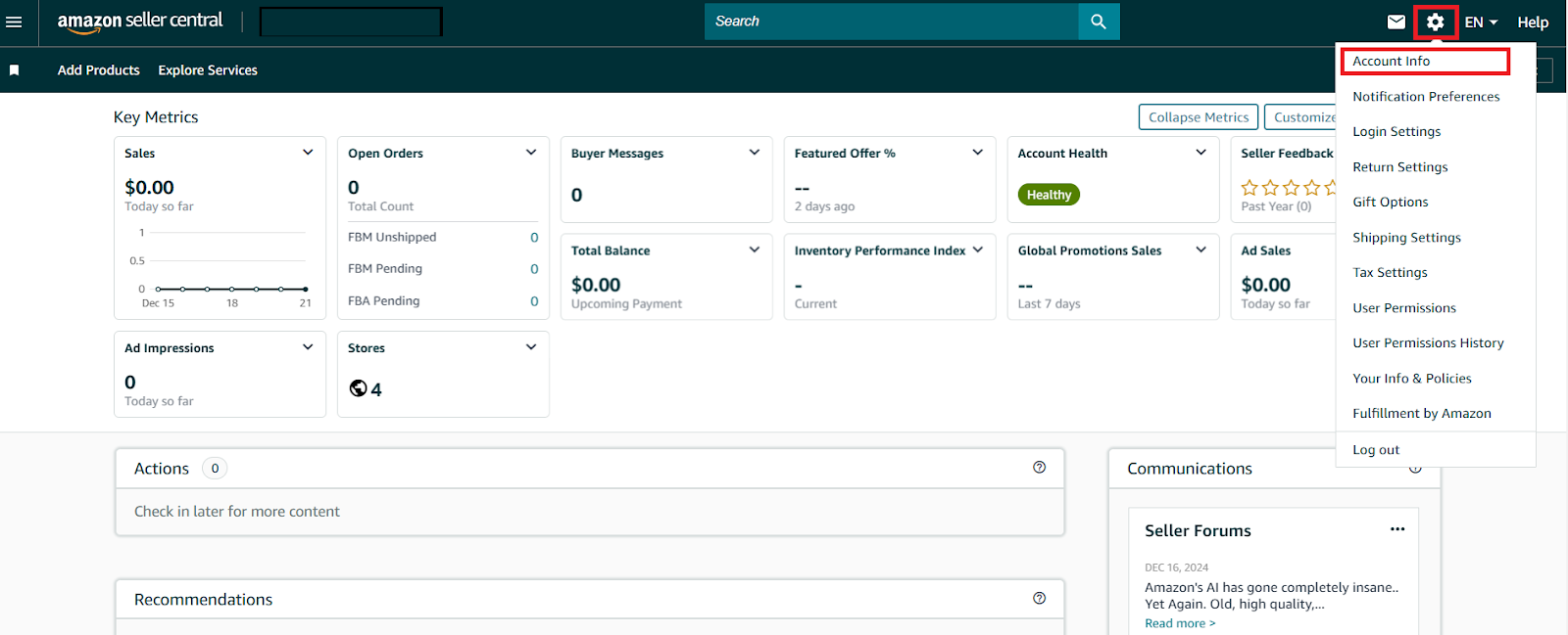 Access account settings