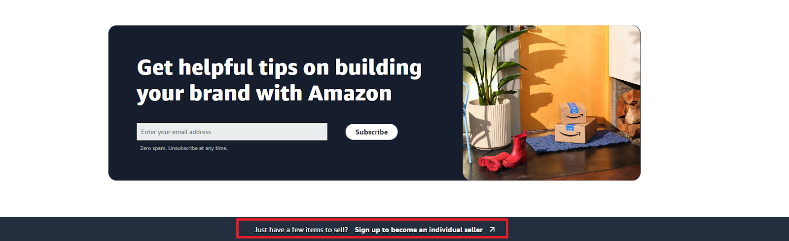 To choose the Individual plan, scroll down and click “Sign up to become an individual seller.”