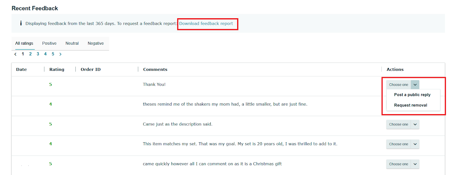 Recent Feedback Dashboard