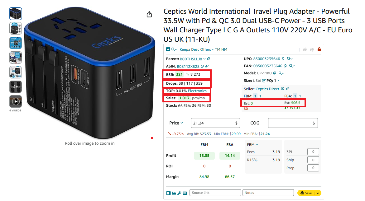 Use Seller Assistant to estimate how the product sells.