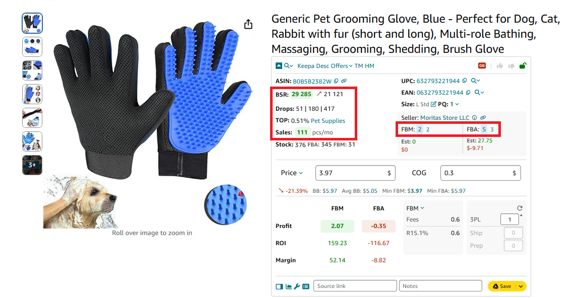 Popular products with moderate competition - Pet grooming gloves