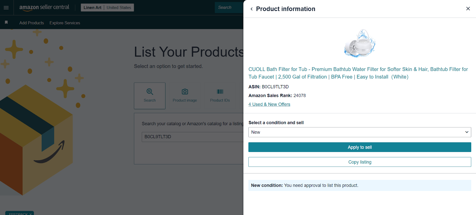 If the lock is red, click it to check whether you can ungate the product.