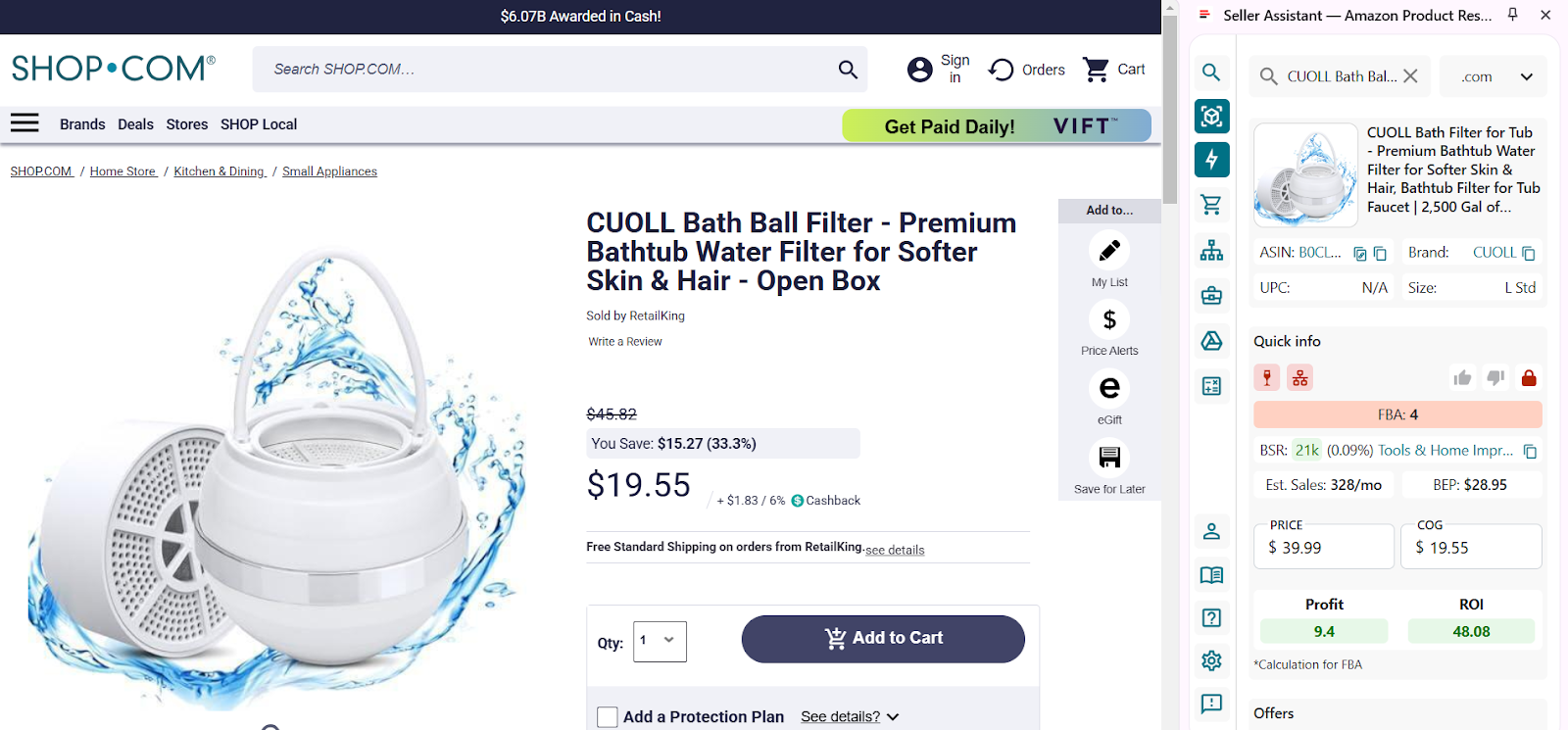 Scroll down in Side Panel View to choose your product and click the product details icon or product image to open the product. 