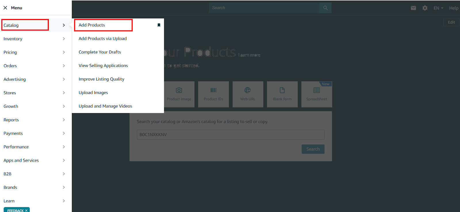 Navigate to Catalog /> Add Products from the menu.