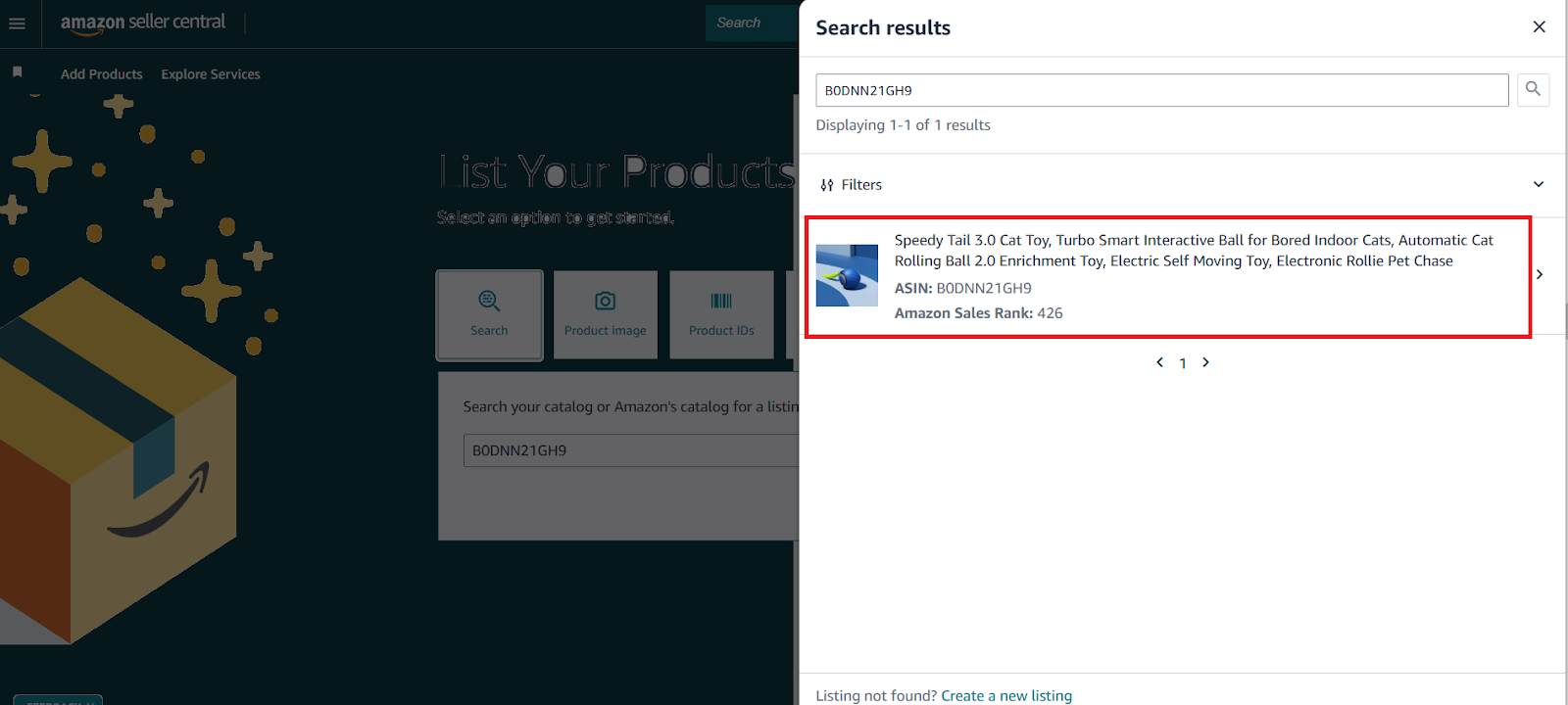Choose the correct product from the search results.
