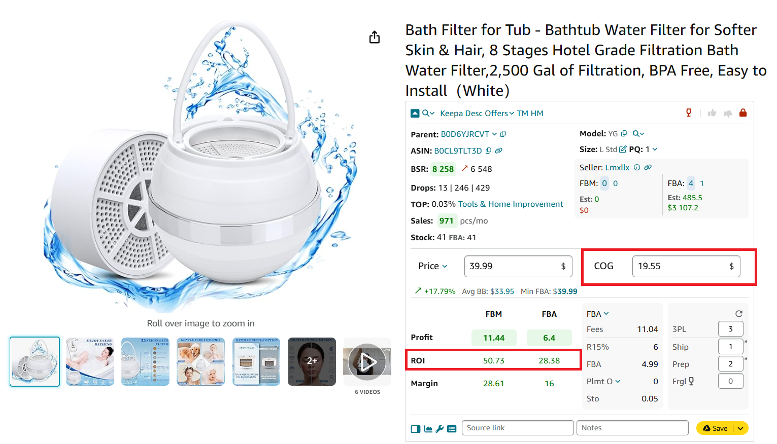 Enter COG (product price at the supplier) and logistics costs. And the tool will show deal ROI.