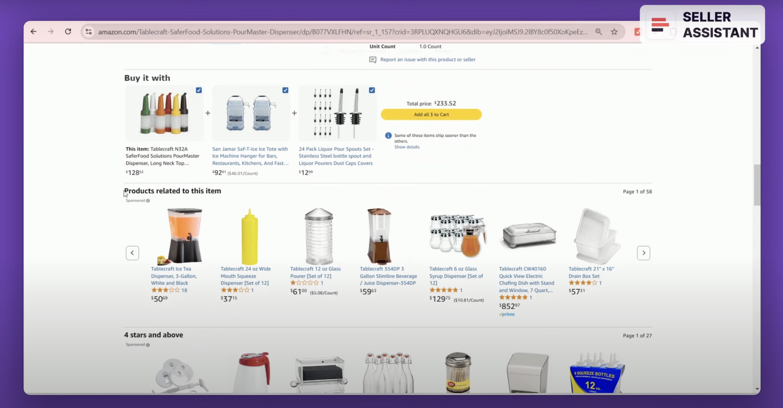 “Customers who bought this item also bought” and “Products related to this item”