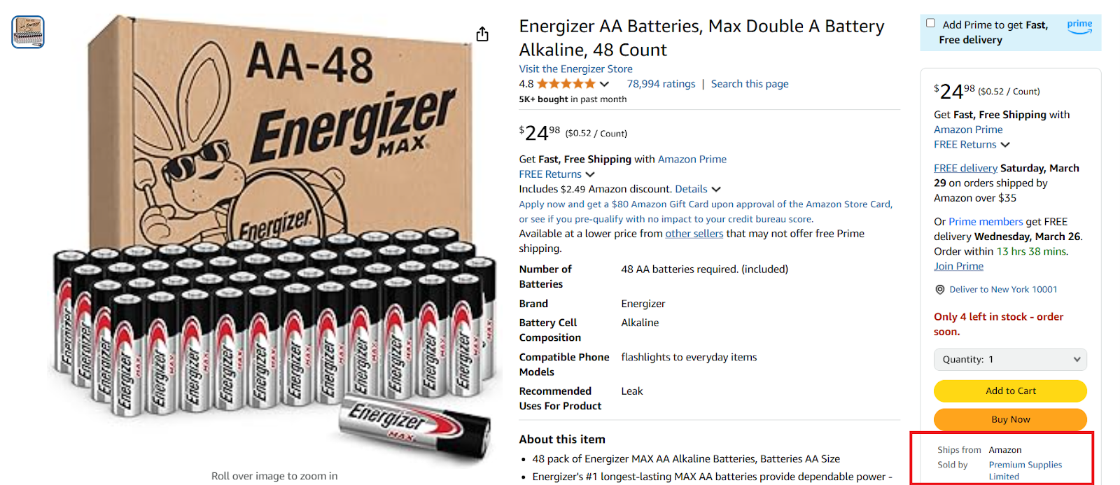 3P products appear under the “Ships from Amazon,” “Sold by seller” label.