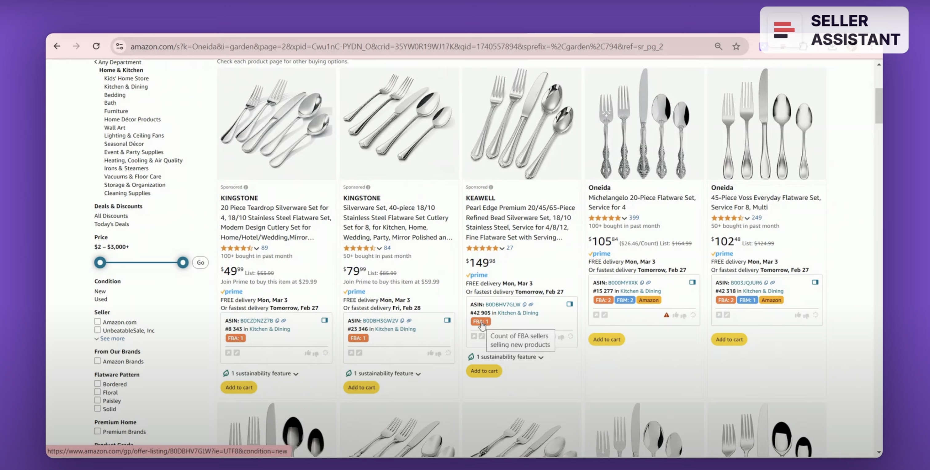 The FBA and FBM seller count