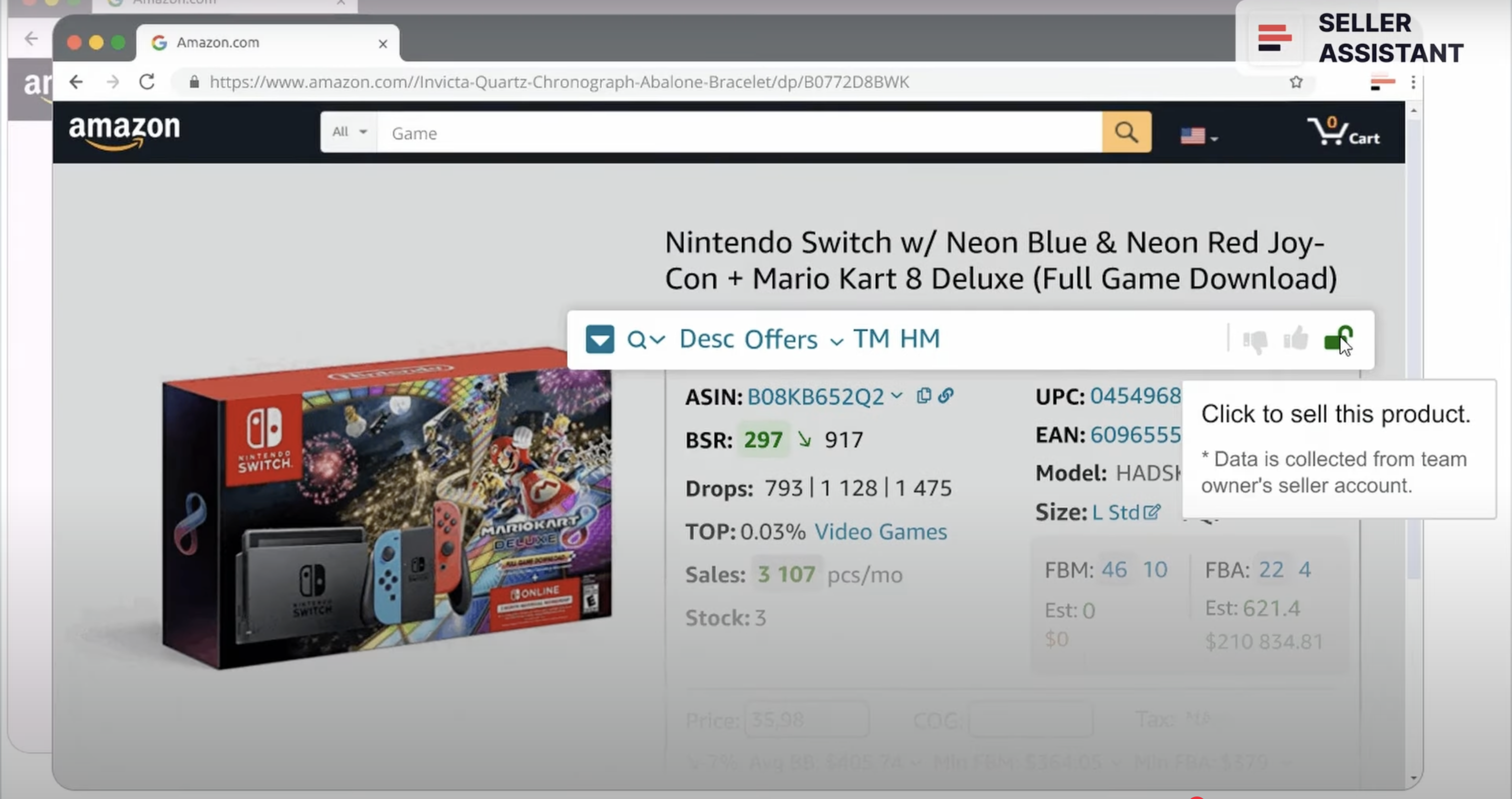 Seller Assistant shows if a product is restricted or you can’t sell it for other reasons