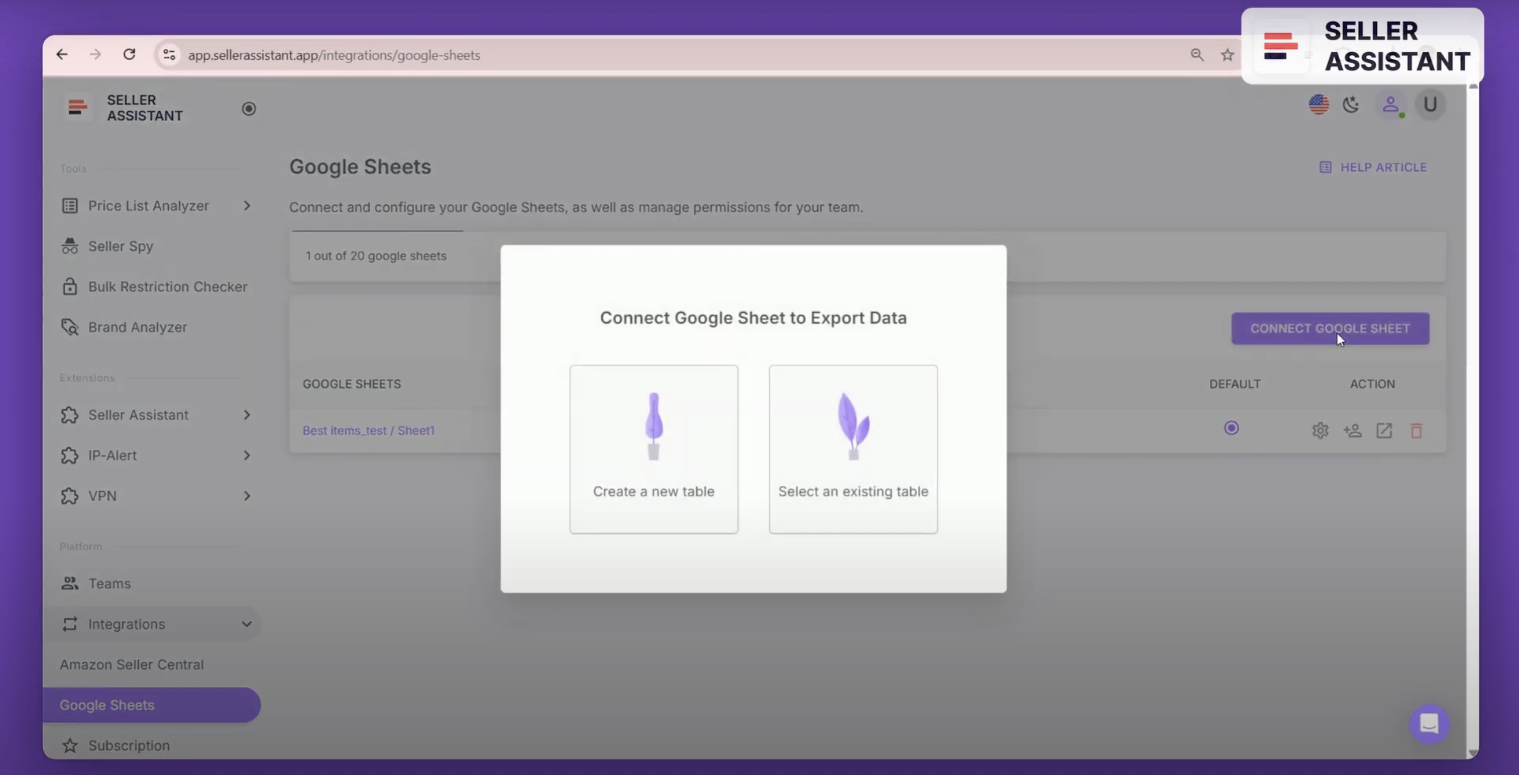 Click the Connect button and select your Google account.