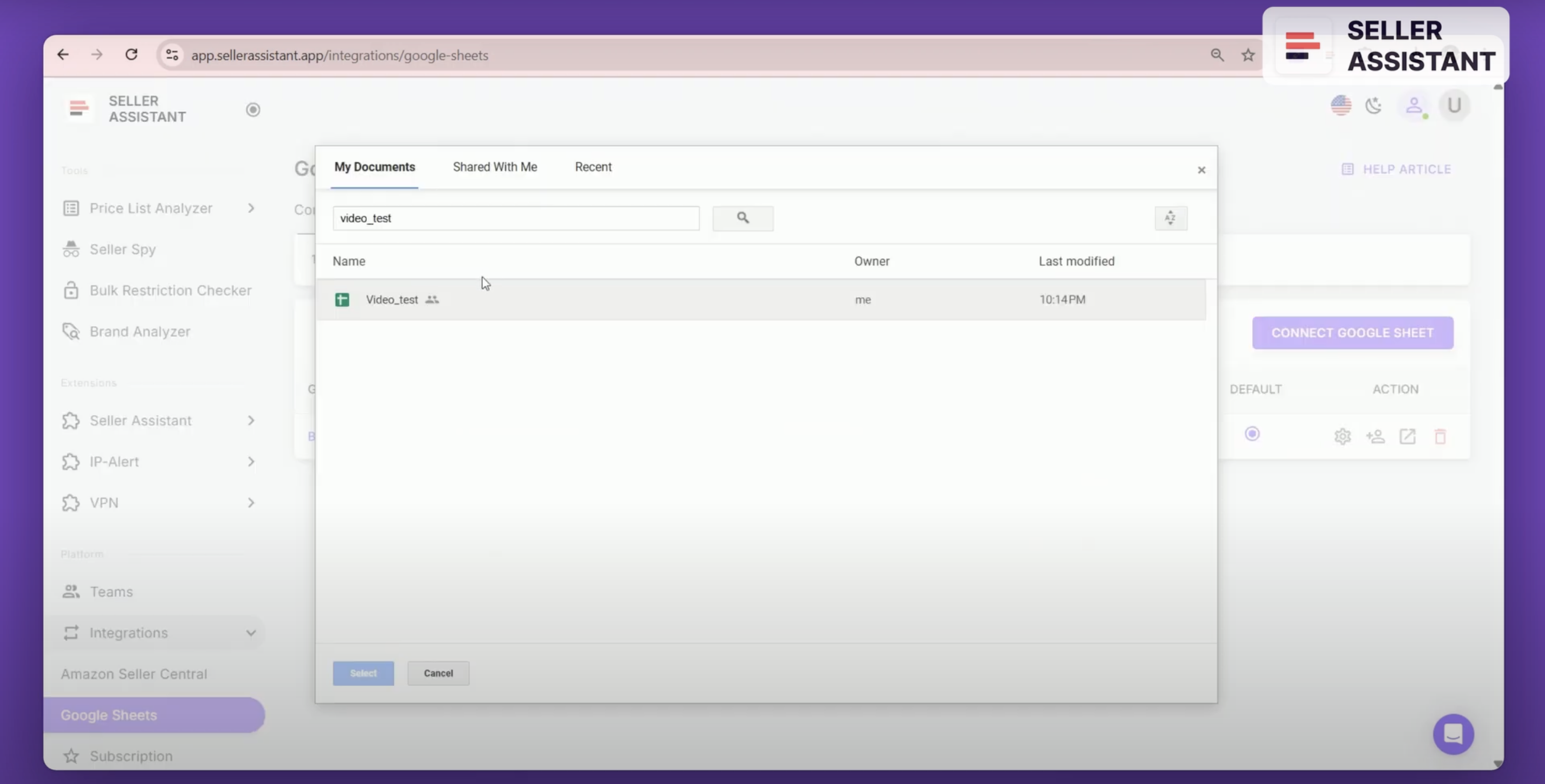 Select the specific sheet in your Google Drive