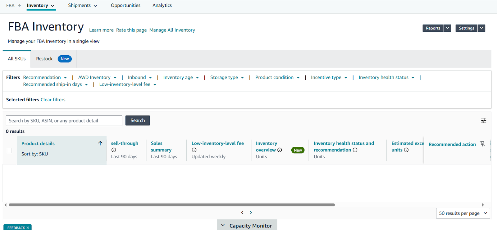 FBA Inventory dashboard