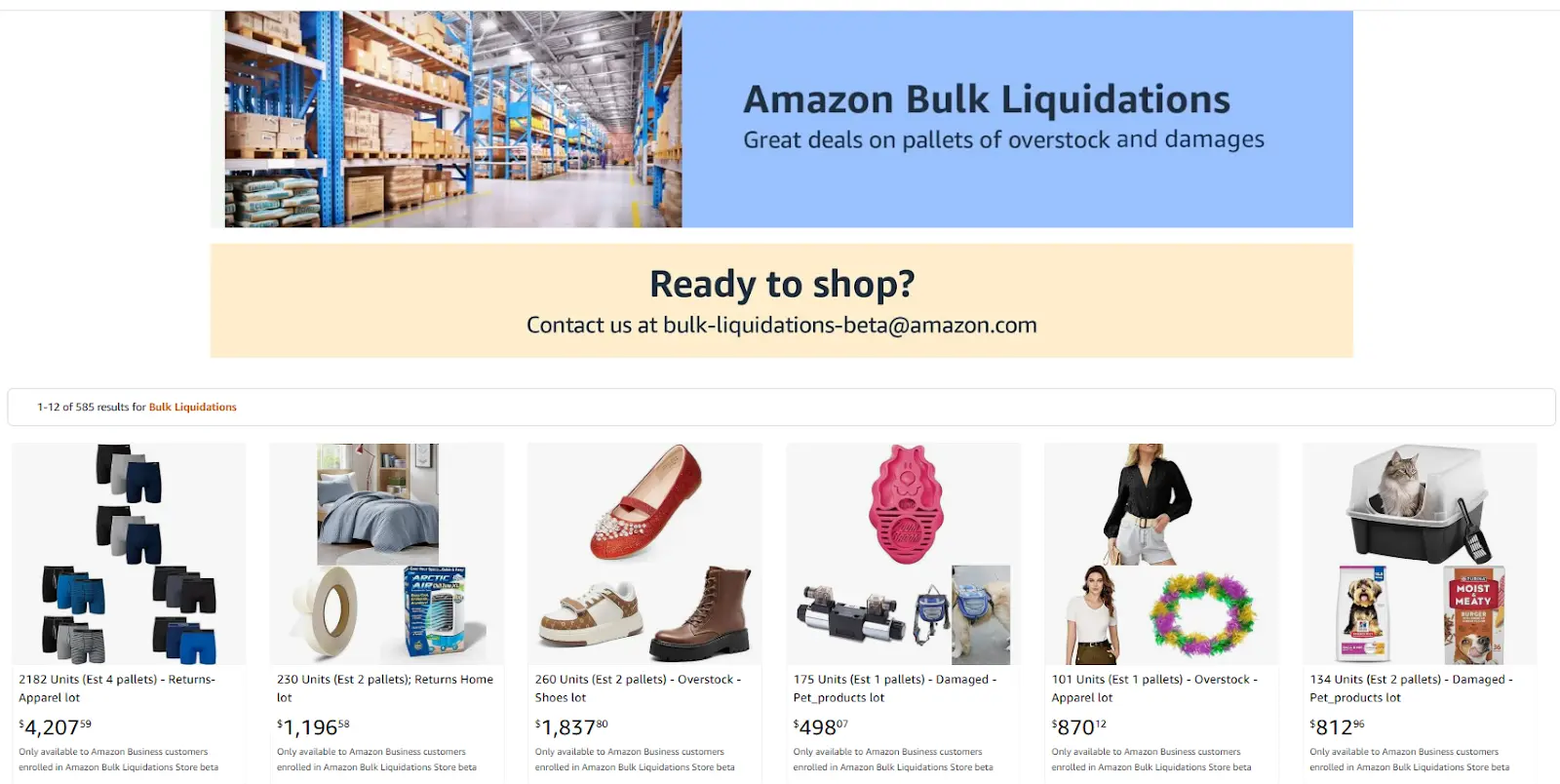 Amazon Bulk Liquidations Store