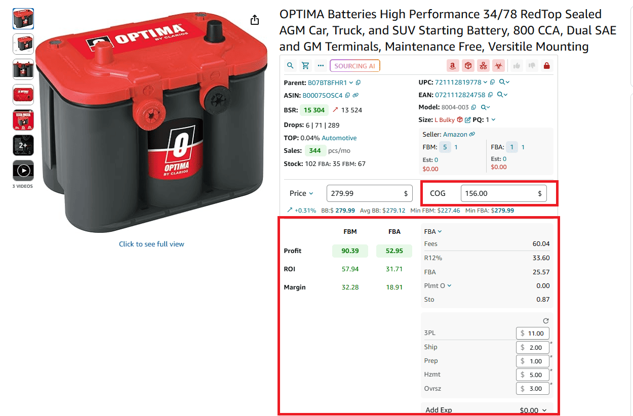 FBM and FBA Calculator