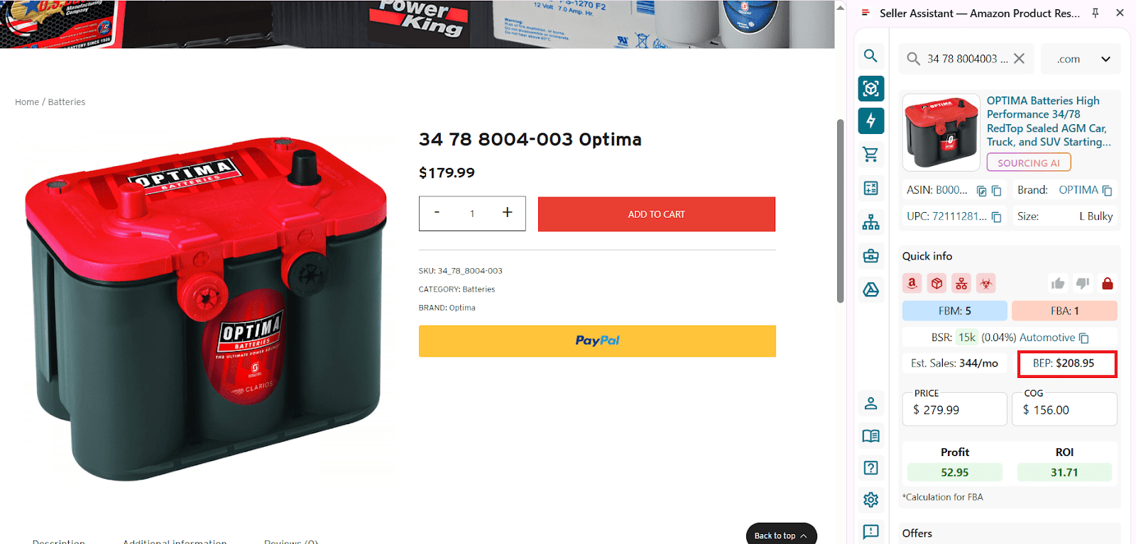 FBM and FBA Calculator shows your exact BEP instantly, directly on Amazon product pages or supplier websites