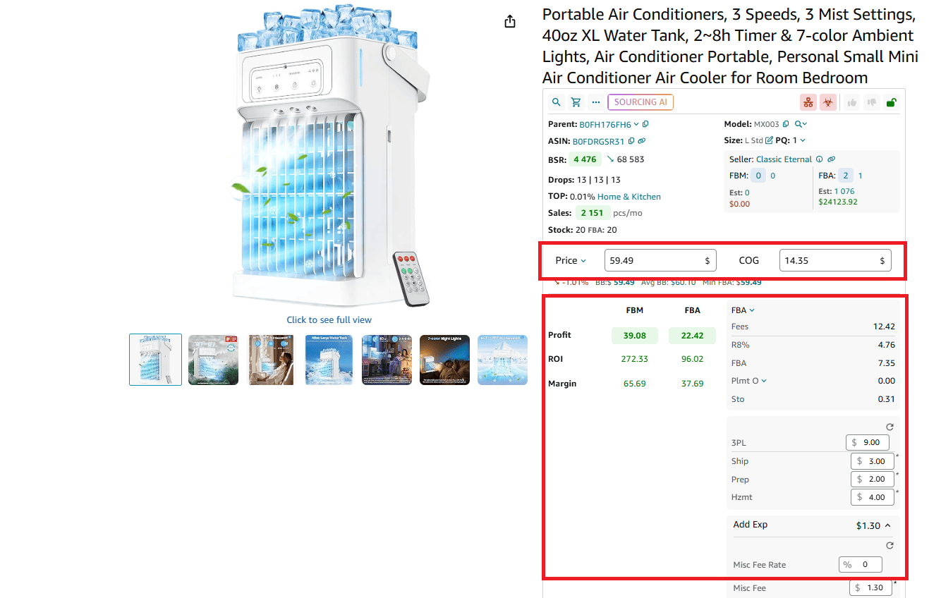FBA&FBM profit calculator