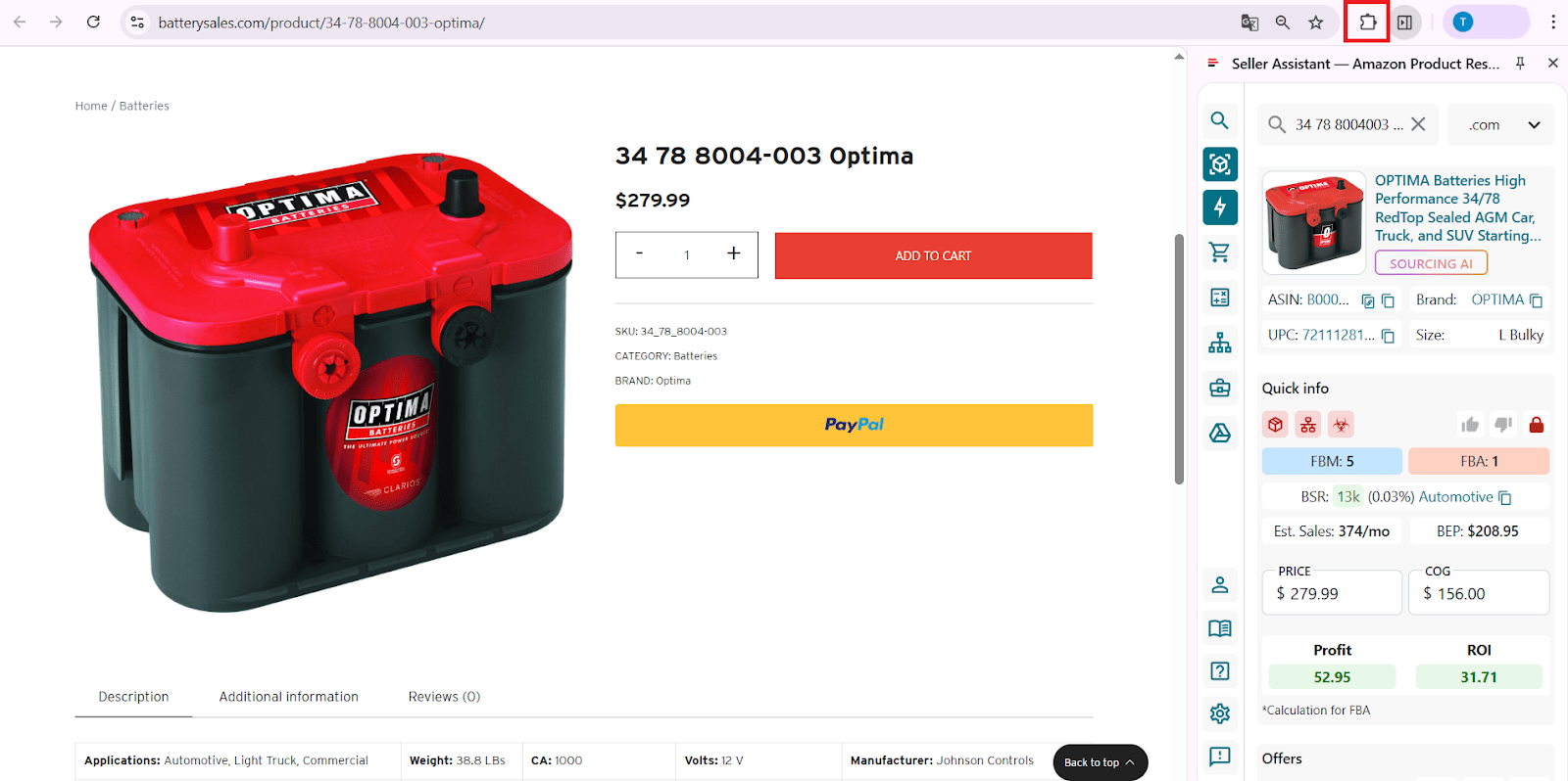 Seller Assistant Extension on the supplier website