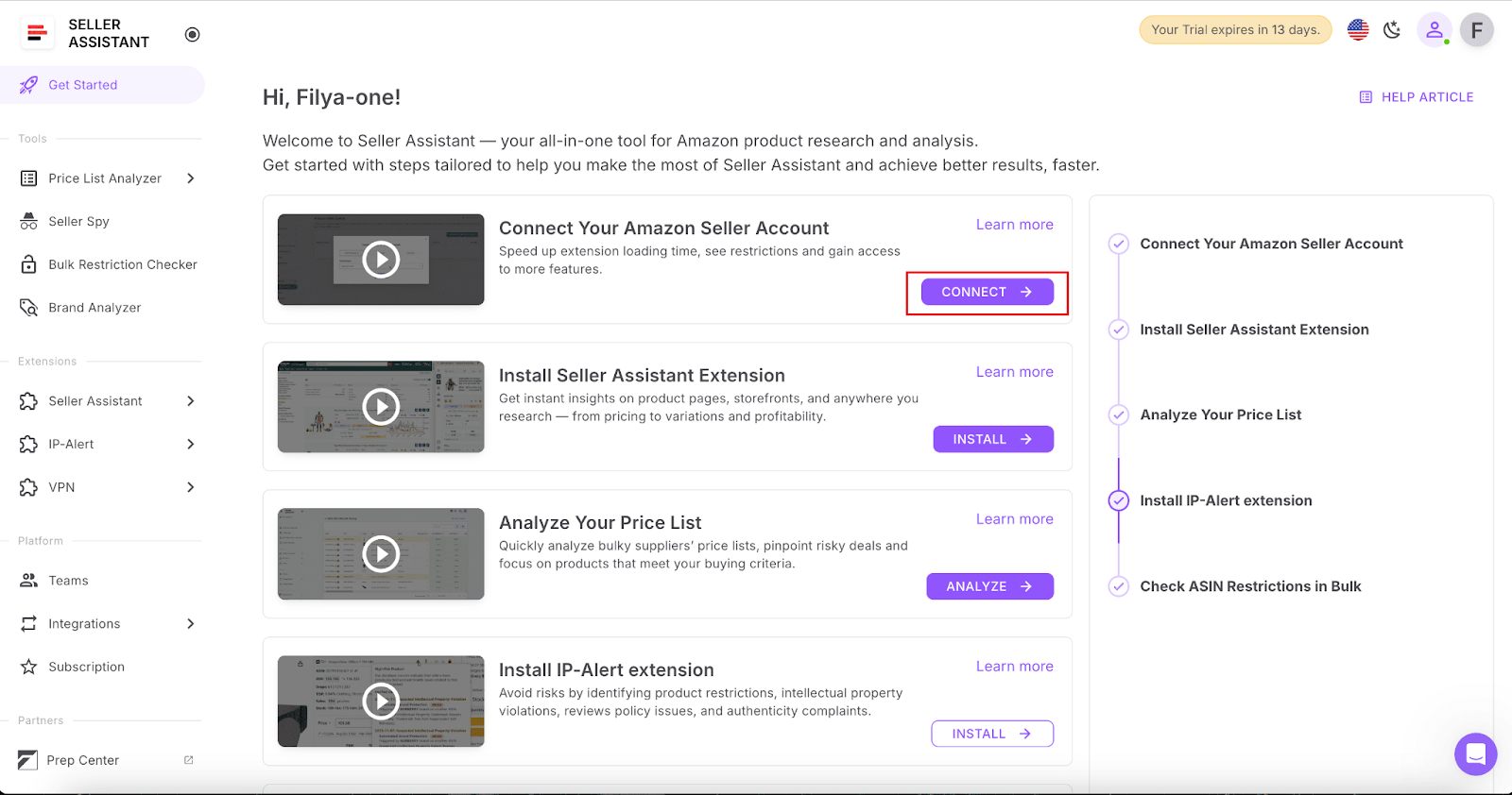 Connect your Amazon Seller Account 