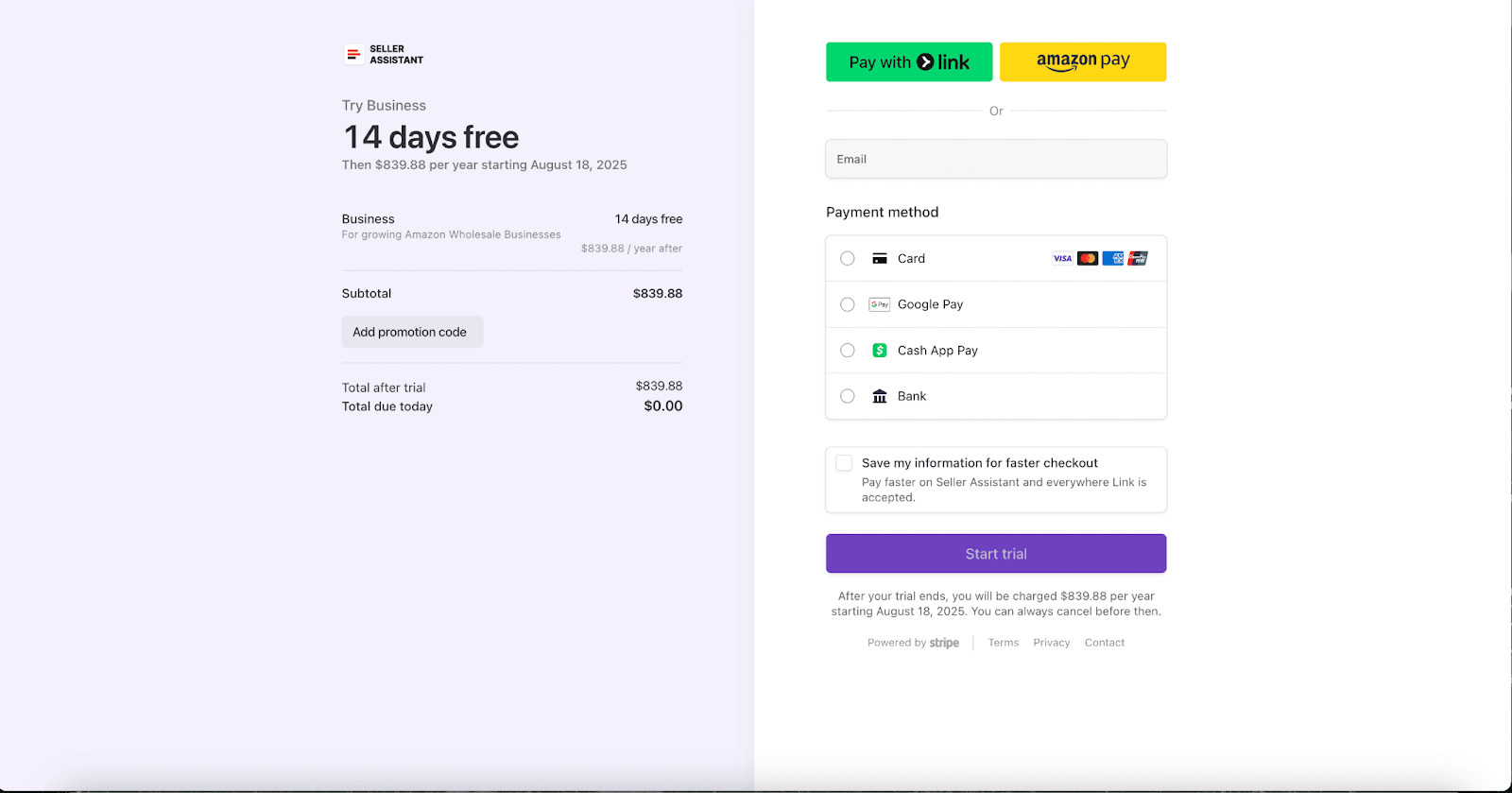 Enter your payment method details.