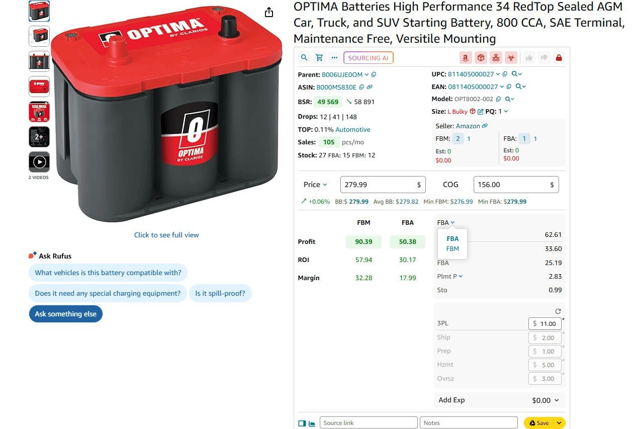 Select FBA or FBM model