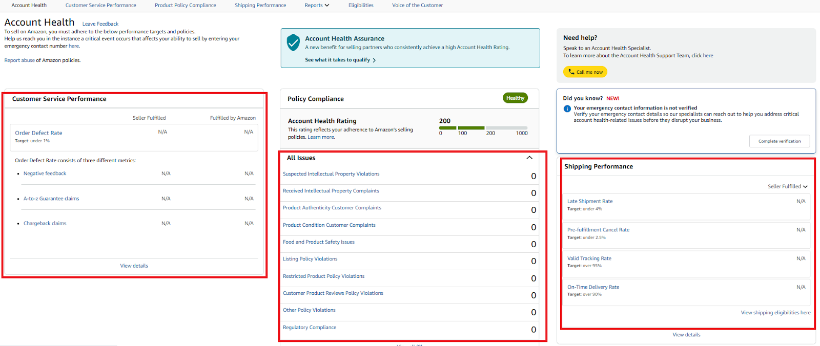 En el Panel de Estado de la Cuenta, encontrará métricas detalladas que influyen directamente en la salud de su cuenta.