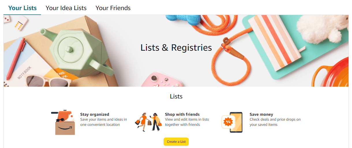 Amazon Wish List page