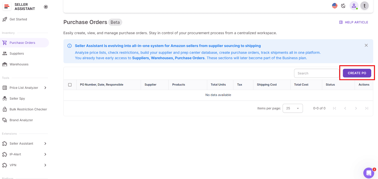 Click “Create PO”