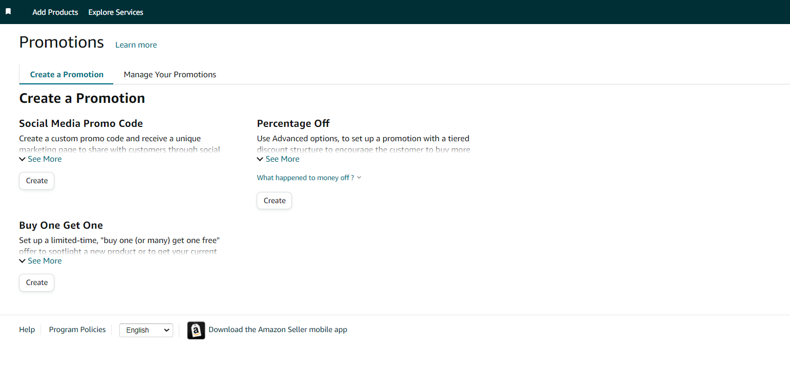 Select the type of promotion, and configure it.