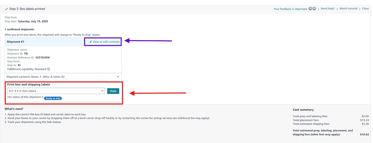 Распечатайте этикетки для доставки
