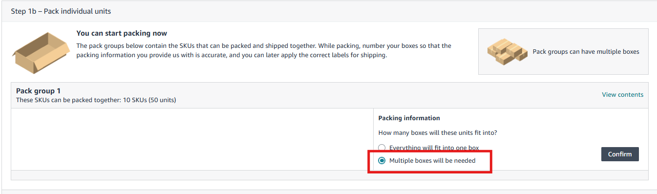 Укажите, как упакованы ваши товары: Потребуется несколько коробок