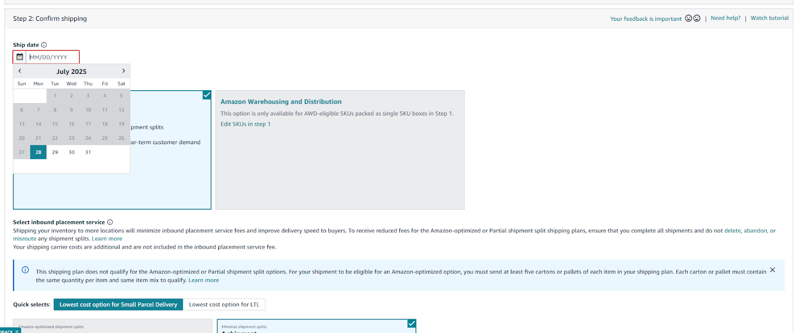 Выберите дату отгрузки