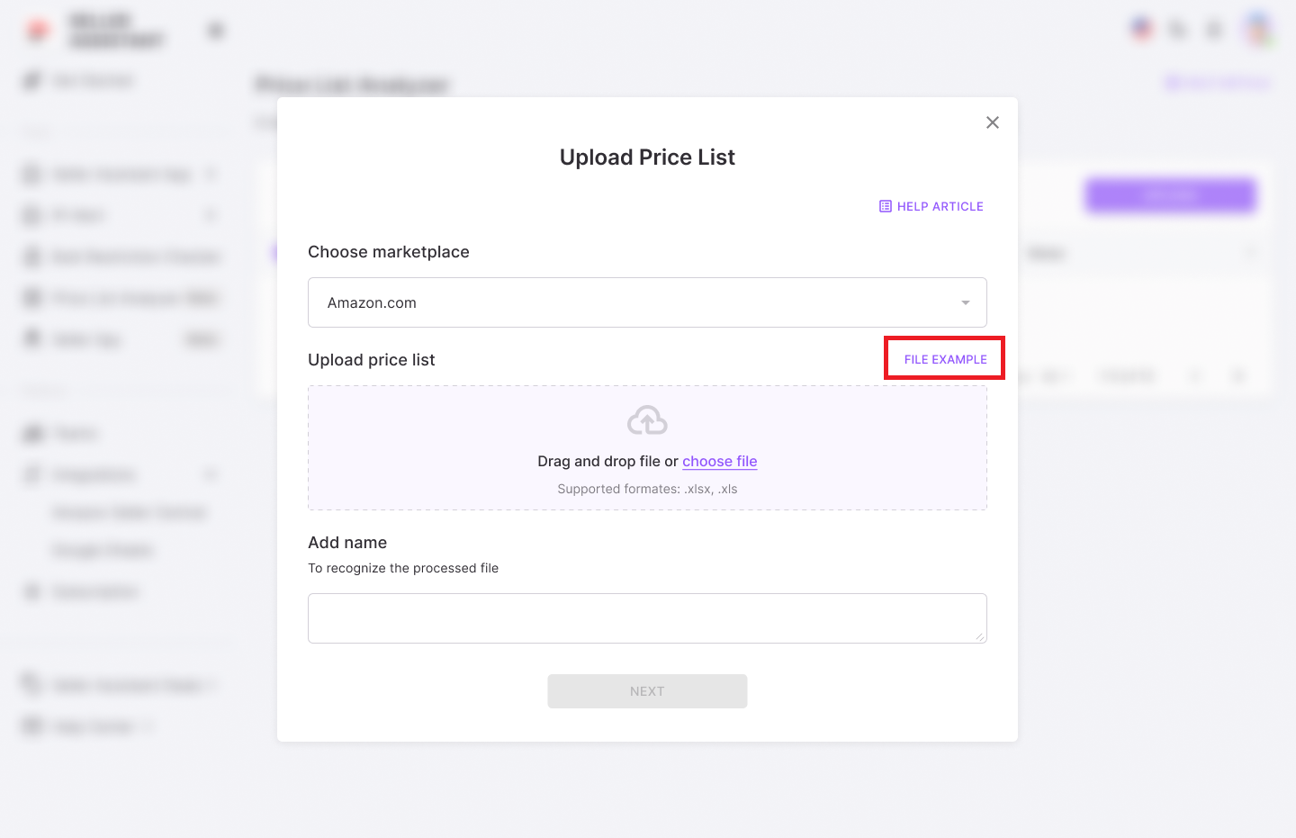 Вы можете скачать пример файла, чтобы увидеть, как он должен выглядеть 