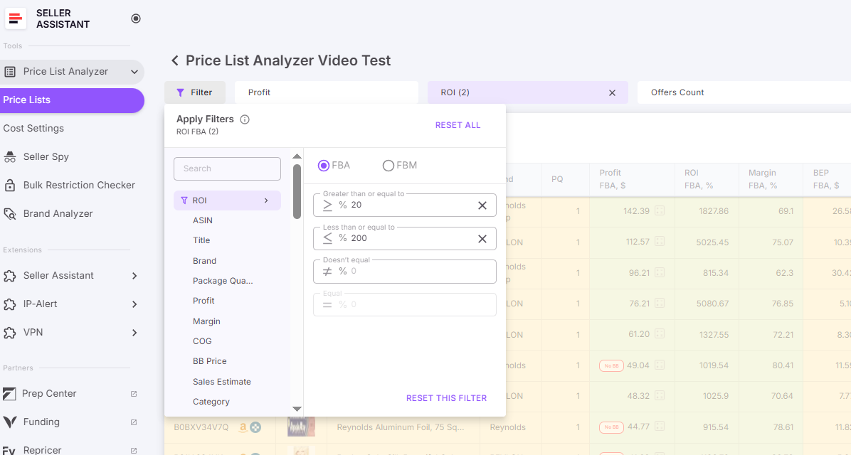 Используйте % для ROI/маржи