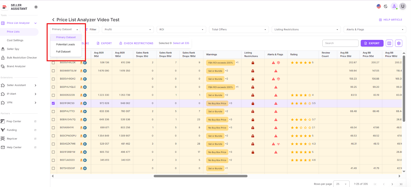После того как вы настроили свои фильтры, вы можете сохранять пользовательские макеты таблиц и настройки фильтрации для повторного использования в разных прайс-листах